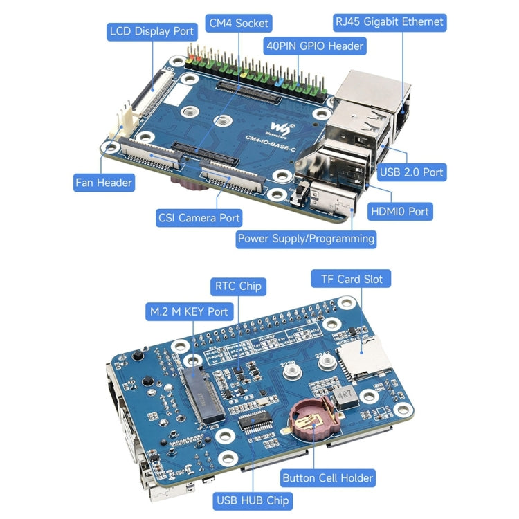 Waveshare Mini Base Board Designed for Raspberry Pi Compute Module 4 - free shipping - PMC Jewellery - Order now!