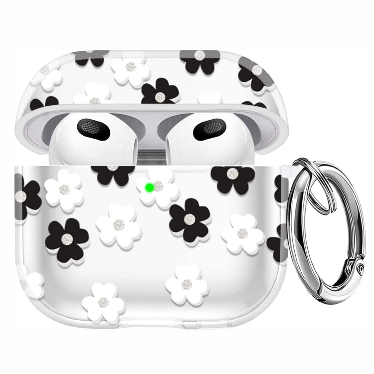 For AirPods 3 Glitter Four-color Flower Earphone Protective Case(Black White) - For AirPods 3 by PMC Jewellery | Online Shopping South Africa | PMC Jewellery | Buy Now Pay Later Mobicred
