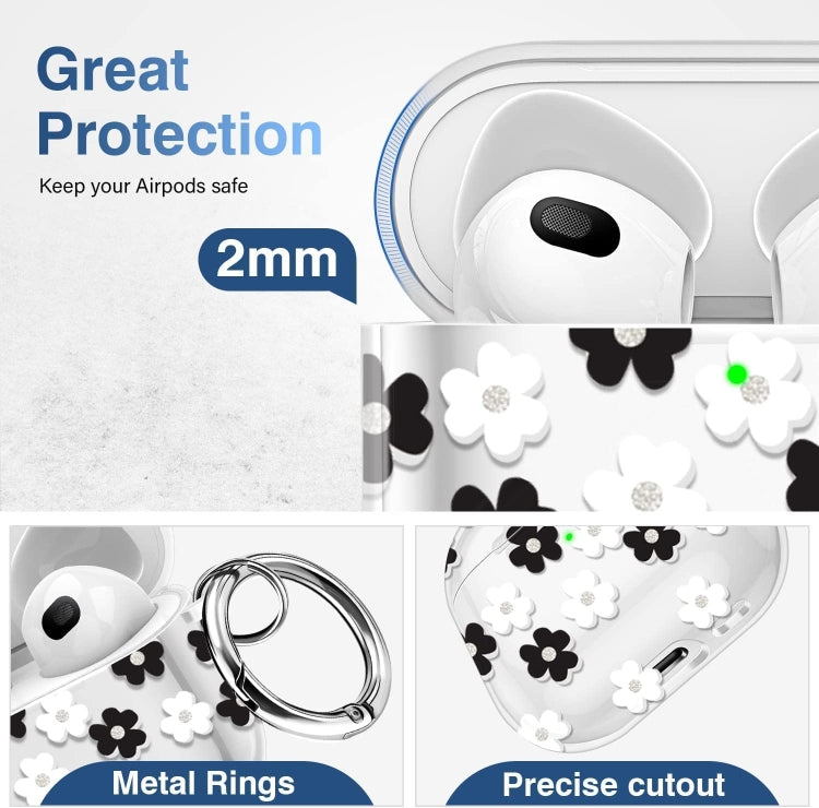 For AirPods 3 Glitter Four-color Flower Earphone Protective Case(Black White) - For AirPods 3 by PMC Jewellery | Online Shopping South Africa | PMC Jewellery | Buy Now Pay Later Mobicred