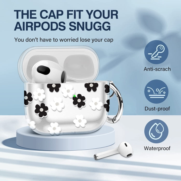For AirPods 3 Glitter Four-color Flower Earphone Protective Case(Black White) - For AirPods 3 by PMC Jewellery | Online Shopping South Africa | PMC Jewellery | Buy Now Pay Later Mobicred