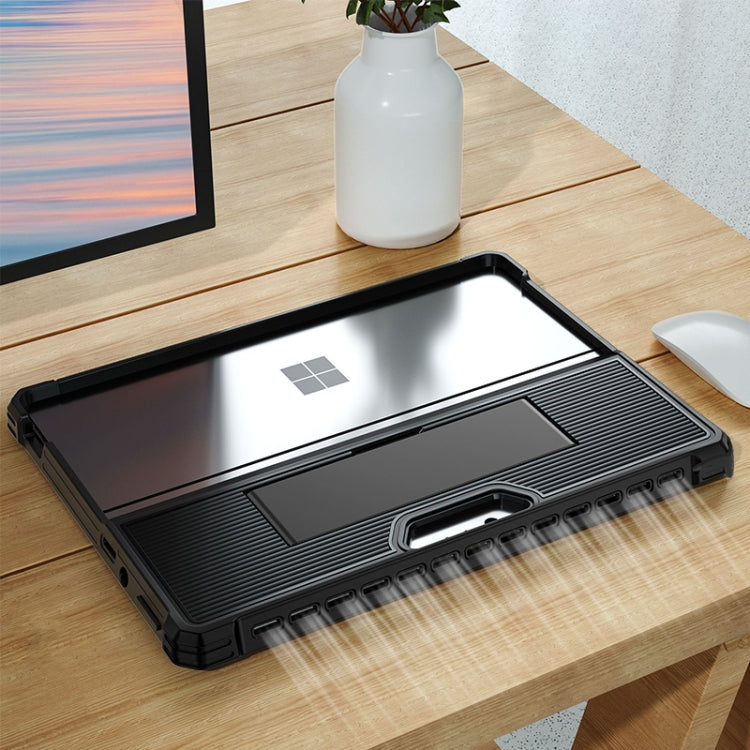 For Microsoft Surface Pro 8 Striped Hollow Tablet Case with Shoulder Strap(Black) - Others by PMC TechLife | Online Shopping South Africa | PMC TechLife | Buy Now Pay Later Mobicred
