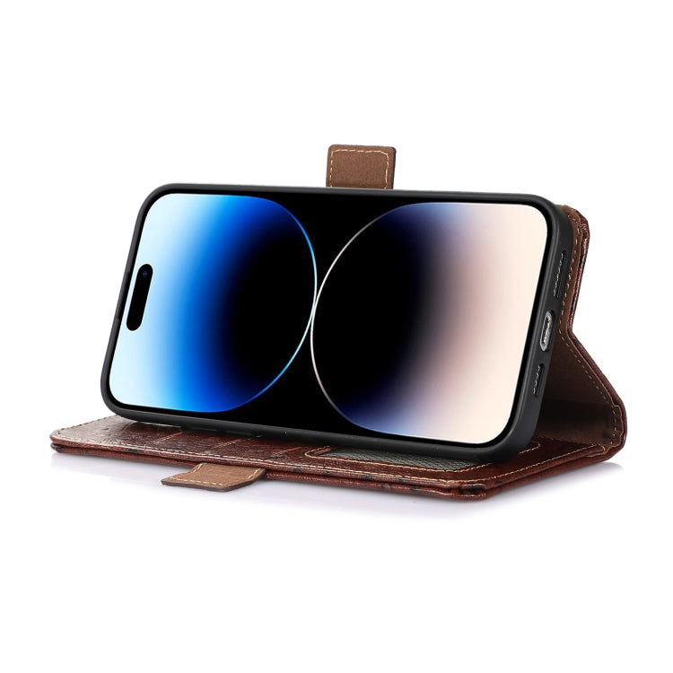 For Google Pixel 7 Pro Ostrich Pattern Genuine Leather RFID Phone Case(Coffee) - Google Cases by PMC TechLife | Online Shopping South Africa | PMC TechLife | Buy Now Pay Later Mobicred