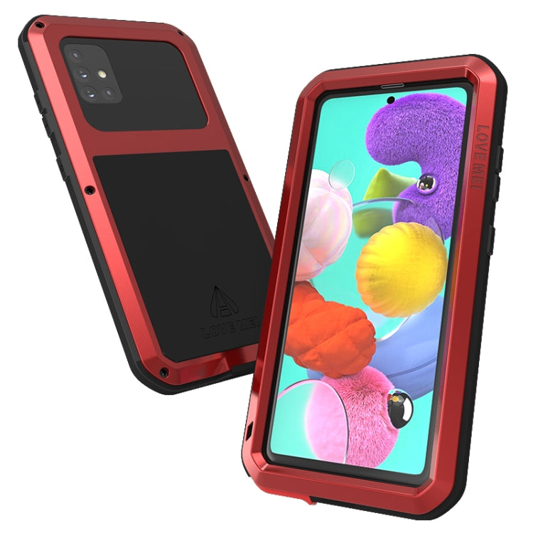 For Galaxy A51 LOVE MEI Metal Shockproof Waterproof Dustproof Protective Case(Red) - Galaxy Phone Cases by LOVE MEI | Online Shopping South Africa | PMC TechLife | Buy Now Pay Later Mobicred