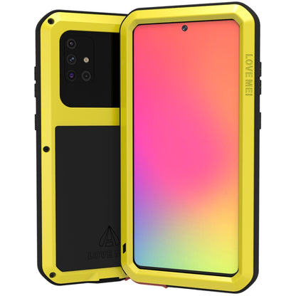 For Galaxy A71 LOVE MEI Metal Shockproof Waterproof Dustproof Protective Case(Yellow) - Galaxy Phone Cases by LOVE MEI | Online Shopping South Africa | PMC Jewellery | Buy Now Pay Later Mobicred