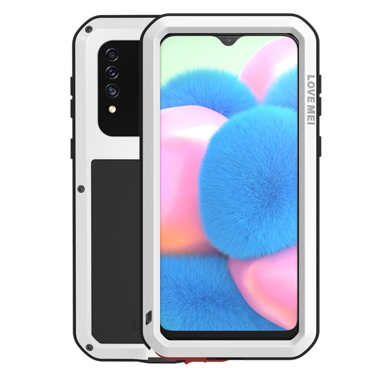 For Galaxy A30s LOVE MEI Metal Shockproof Waterproof Dustproof Protective Case(White) - Galaxy Phone Cases by LOVE MEI | Online Shopping South Africa | PMC Jewellery | Buy Now Pay Later Mobicred