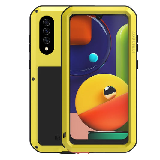 For Galaxy A50s LOVE MEI Metal Shockproof Waterproof Dustproof Protective Case(Yellow) - Galaxy Phone Cases by LOVE MEI | Online Shopping South Africa | PMC Jewellery