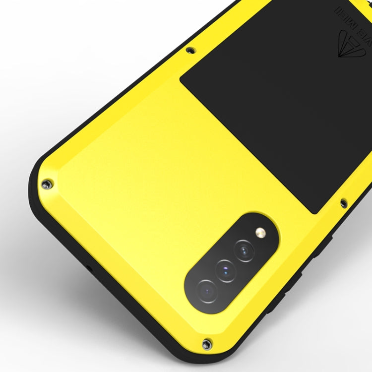 For Galaxy A50s LOVE MEI Metal Shockproof Waterproof Dustproof Protective Case(Yellow) - Galaxy Phone Cases by LOVE MEI | Online Shopping South Africa | PMC Jewellery