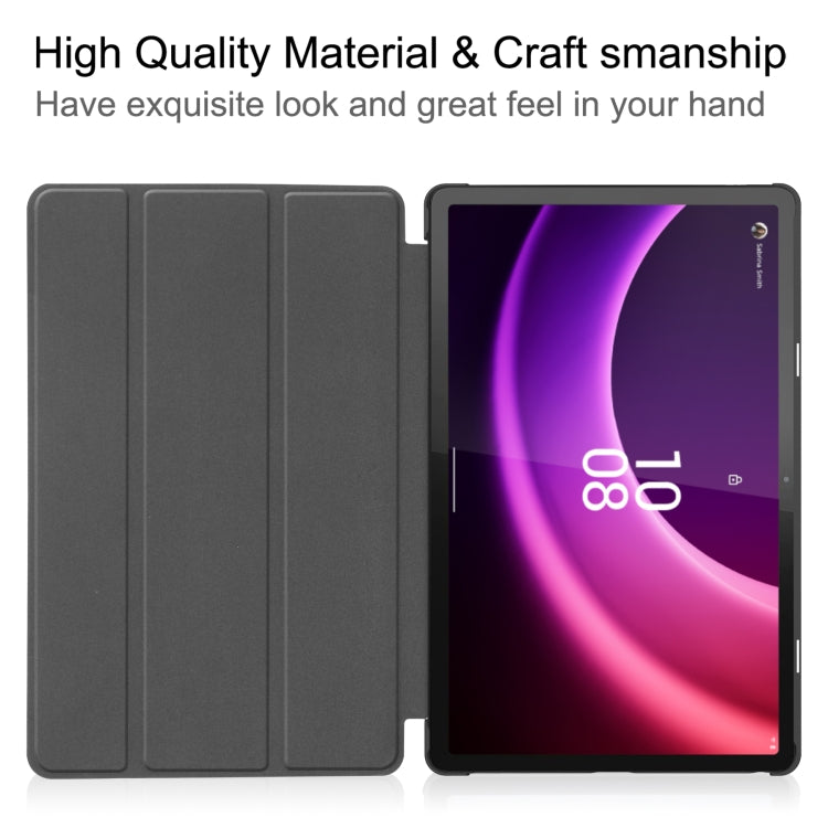 For Lenovo Tab P11 Gen 2 Custer Painted 3-Fold Holder Leather Smart Tablet Case(Apricot Blossom) - Lenovo by PMC TechLife | Online Shopping South Africa | PMC TechLife | Buy Now Pay Later Mobicred