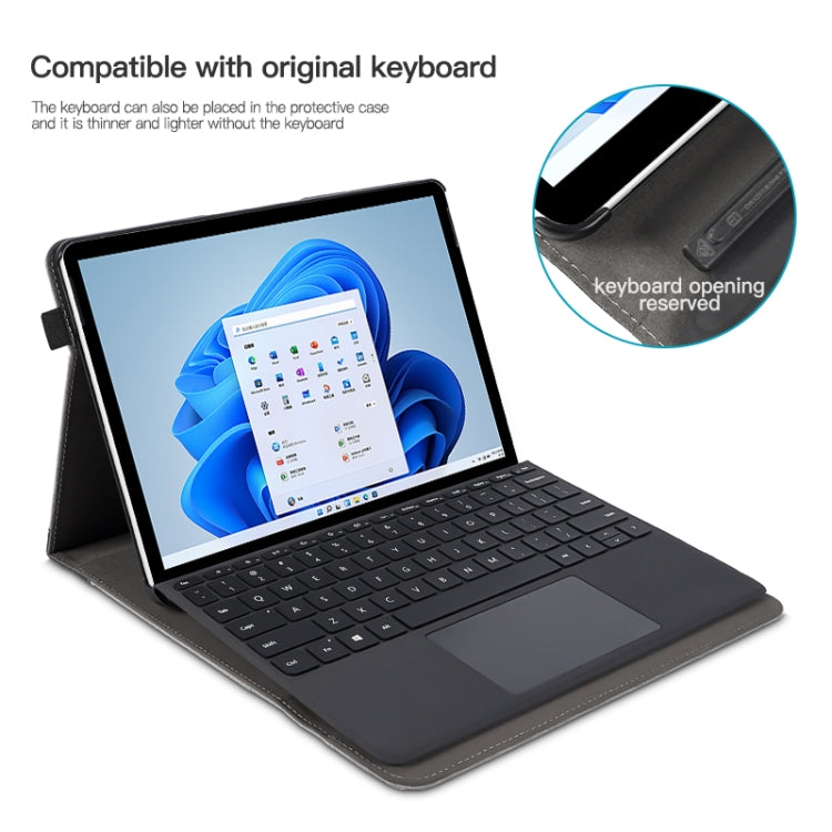 For Microsoft Surface Pro 10 / 9 Cloth Texture Stitching Leather Tablet Case(Black Grey) - Others by PMC TechLife | Online Shopping South Africa | PMC TechLife | Buy Now Pay Later Mobicred