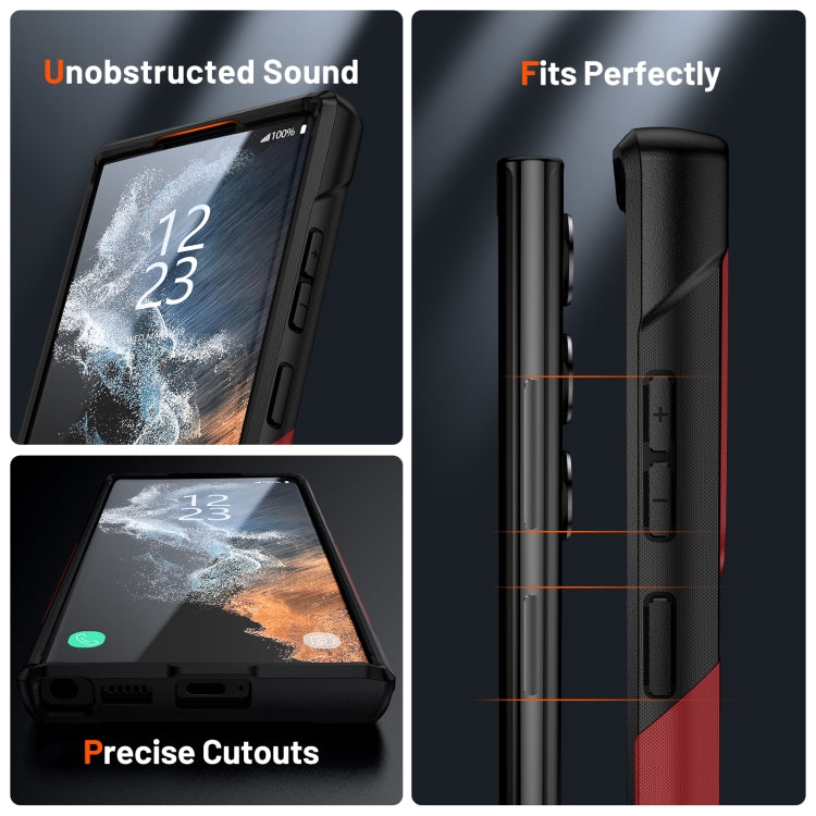 For Samsung Galaxy S22 Ultra 5G PC + TPU Shockproof Protective Phone Case(Red+Black) - Galaxy S22 Ultra 5G Cases by PMC TechLife | Online Shopping South Africa | PMC TechLife | Buy Now Pay Later Mobicred