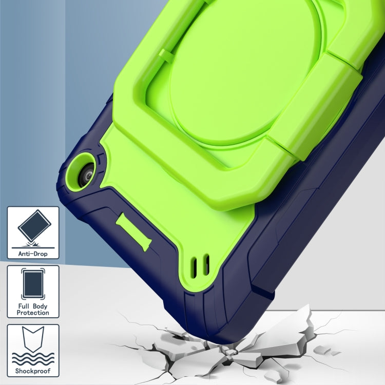 For Amazon Kindle Fire 7 2022 Silicone + PC Bracelet Holder Tablet Case(Navy Blue + Yellow Green) - Amazon by PMC TechLife | Online Shopping South Africa | PMC TechLife | Buy Now Pay Later Mobicred