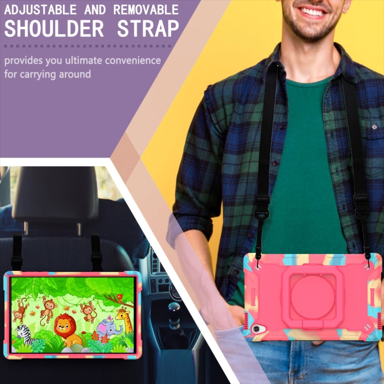 For Lenovo Tab M10 HD 2nd Gen Silicone + PC Bracelet Holder Tablet Case(Camouflage + Rose Red) - Lenovo by PMC TechLife | Online Shopping South Africa | PMC TechLife | Buy Now Pay Later Mobicred