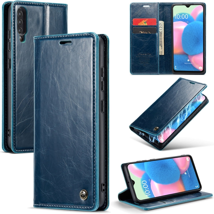 For Samsung Galaxy A30s／A50s／A50 CaseMe 003 Crazy Horse Texture Leather Phone Case(Blue) - Galaxy Phone Cases by CaseMe | Online Shopping South Africa | PMC Jewellery | Buy Now Pay Later Mobicred