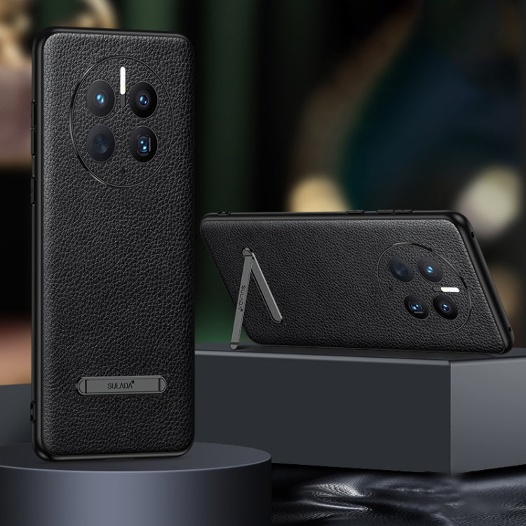 For Huawei Mate 50 Pro SULADA Invisible Bracket Leather Back Cover Phone Case(Black) - free shipping - PMC TechLife - Order now!