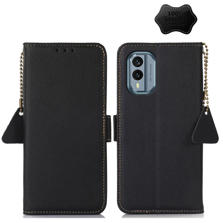 For Nokia X30 5G Side-Magnetic TJ Genuine Leather RFID Phone Case(Black) - Nokia Cases by PMC TechLife | Online Shopping South Africa | PMC TechLife | Buy Now Pay Later Mobicred