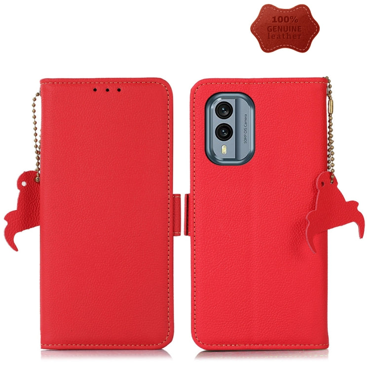 For Nokia X30 5G Side-Magnetic TJ Genuine Leather RFID Phone Case(Red) - Nokia Cases by PMC TechLife | Online Shopping South Africa | PMC TechLife | Buy Now Pay Later Mobicred