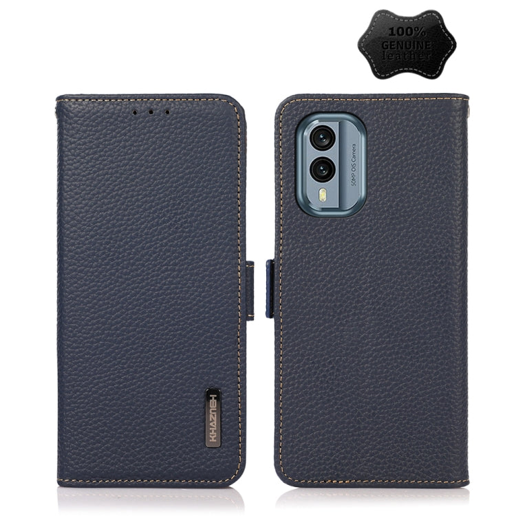 For Nokia X30 5G KHAZNEH Side-Magnetic Litchi Genuine Leather RFID Phone Case(Blue) - Nokia Cases by PMC TechLife | Online Shopping South Africa | PMC TechLife | Buy Now Pay Later Mobicred