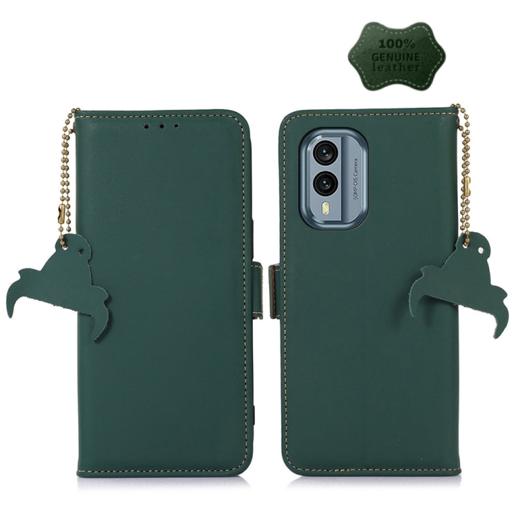 For Nokia X30 5G Genuine Leather Magnetic RFID Leather Phone Case(Green) - Nokia Cases by PMC TechLife | Online Shopping South Africa | PMC TechLife | Buy Now Pay Later Mobicred