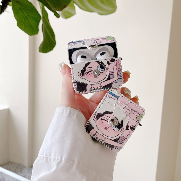 For AirPods Pro Wearing Hat Girl Pattern PU Leather Wireless Earphone Case - free shipping - PMC Jewellery - Order now!