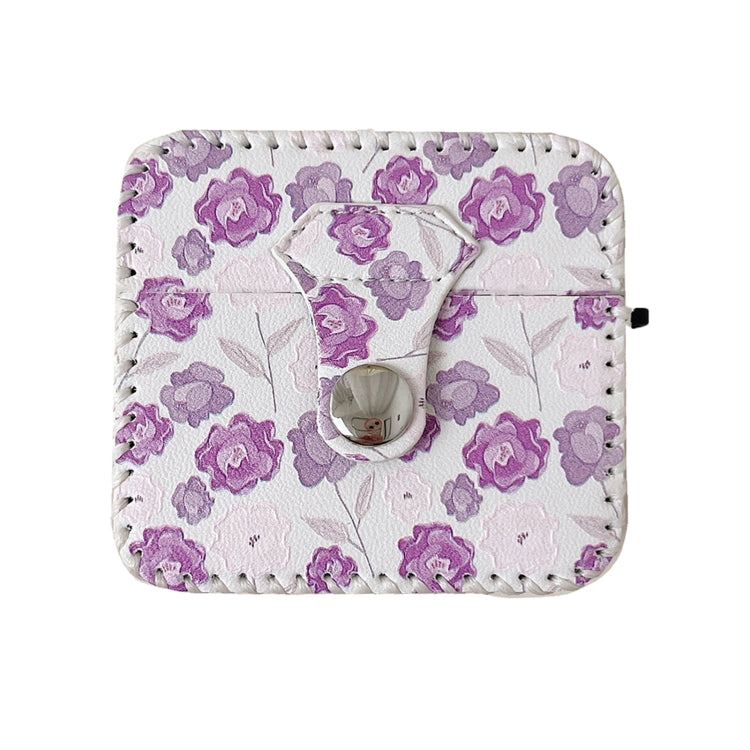 For AirPods Pro PU Leather Wireless Earphone Case(Purple Flowers) - For AirPods Pro by PMC Jewellery | Online Shopping South Africa | PMC Jewellery | Buy Now Pay Later Mobicred