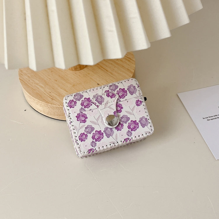 For AirPods Pro PU Leather Wireless Earphone Case(Purple Flowers) - For AirPods Pro by PMC Jewellery | Online Shopping South Africa | PMC Jewellery | Buy Now Pay Later Mobicred