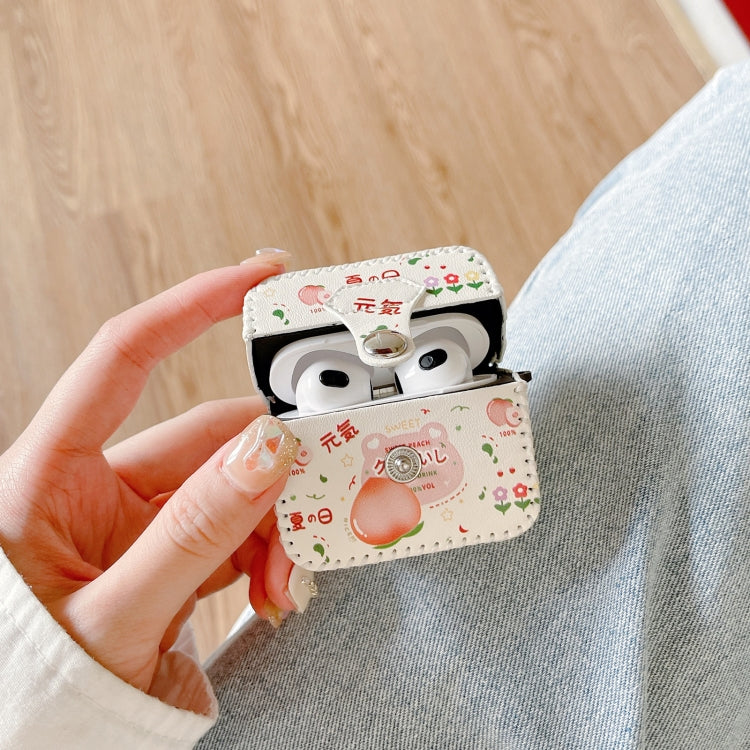 For AirPods Pro 2 PU Leather Wireless Earphone Case(Peach) - For AirPods Pro 2 by PMC Jewellery | Online Shopping South Africa | PMC Jewellery | Buy Now Pay Later Mobicred