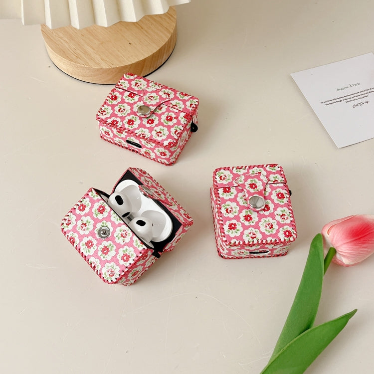 For AirPods 3 PU Leather Wireless Earphone Case(Little Red Flower) - For AirPods 3 by PMC Jewellery | Online Shopping South Africa | PMC Jewellery | Buy Now Pay Later Mobicred