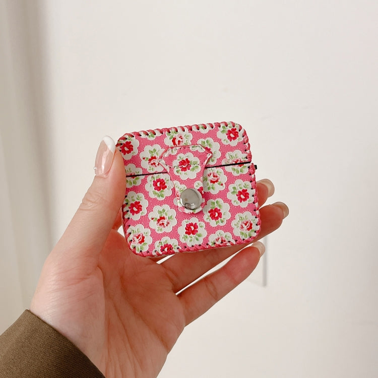 For AirPods 3 PU Leather Wireless Earphone Case(Little Red Flower) - For AirPods 3 by PMC Jewellery | Online Shopping South Africa | PMC Jewellery | Buy Now Pay Later Mobicred
