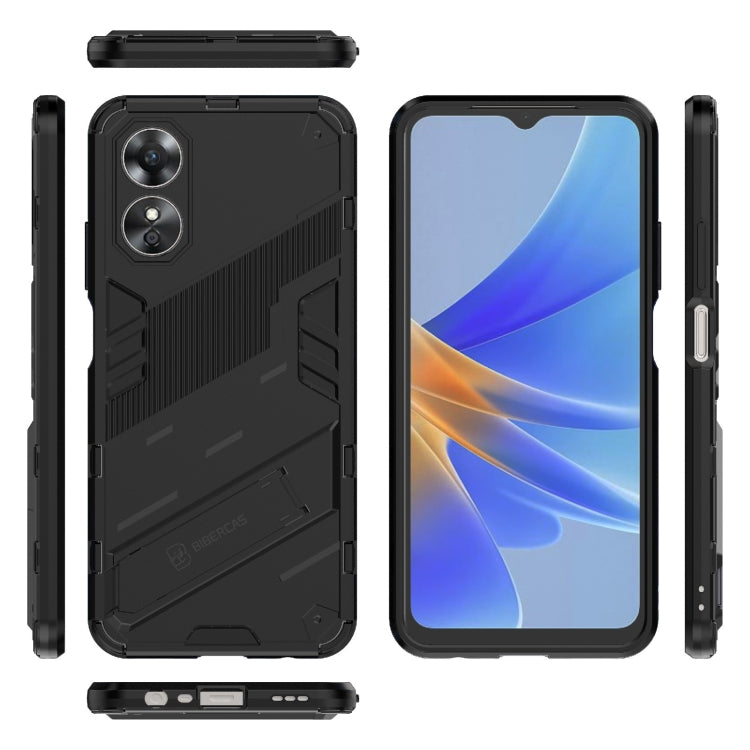 For OPPO A17 4G Global Punk Armor 2 in 1 PC + TPU Shockproof Phone Case with Holder(Black) - OPPO Cases by PMC TechLife | Online Shopping South Africa | PMC TechLife | Buy Now Pay Later Mobicred