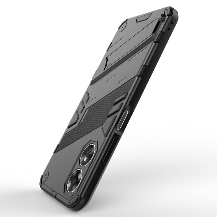 For OPPO A17 4G Global Punk Armor 2 in 1 PC + TPU Shockproof Phone Case with Holder(Black) - OPPO Cases by PMC TechLife | Online Shopping South Africa | PMC TechLife | Buy Now Pay Later Mobicred