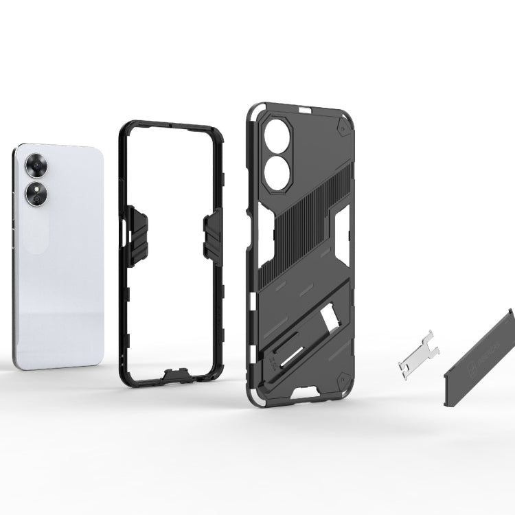 For OPPO A17 4G Global Punk Armor 2 in 1 PC + TPU Shockproof Phone Case with Holder(Black) - OPPO Cases by PMC TechLife | Online Shopping South Africa | PMC TechLife | Buy Now Pay Later Mobicred