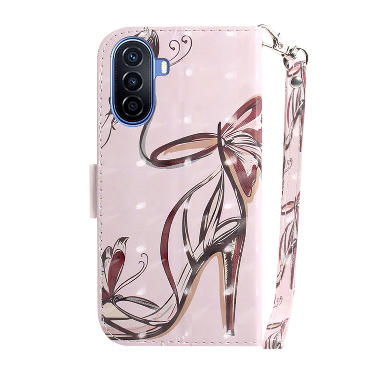 For Huawei nova Y70 Plus 3D Colored Pattern Flip Leather Phone Case(Butterfly High-heeled) - Huawei Cases by PMC TechLife | Online Shopping South Africa | PMC TechLife