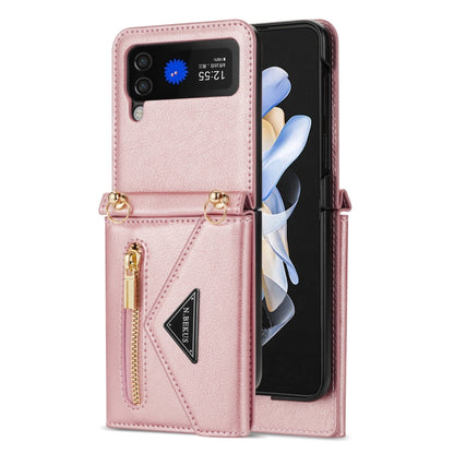 For Samsung Galaxy Z Flip4 N.BEKUS Side Zipper Folding Phone Leather Case(Pink) - Galaxy Z Flip4 5G Cases by N.BEKUS | Online Shopping South Africa | PMC Jewellery