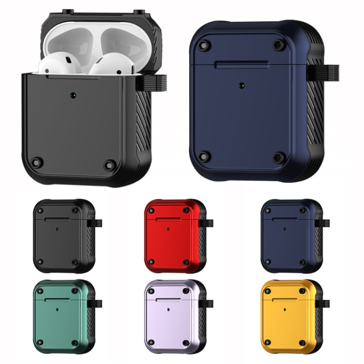 For AirPods 1 / 2 Wing TPU + PC Shockproof Earphone Protective Case(Black Purple) - For AirPods 1/2 by PMC Jewellery | Online Shopping South Africa | PMC Jewellery | Buy Now Pay Later Mobicred