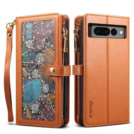 For Google Pixel 7 Pro 5G ESEBLE Star Series Lanyard Zipper Wallet RFID Leather Case(Brown) - Google Cases by ESEBLE | Online Shopping South Africa | PMC Jewellery | Buy Now Pay Later Mobicred