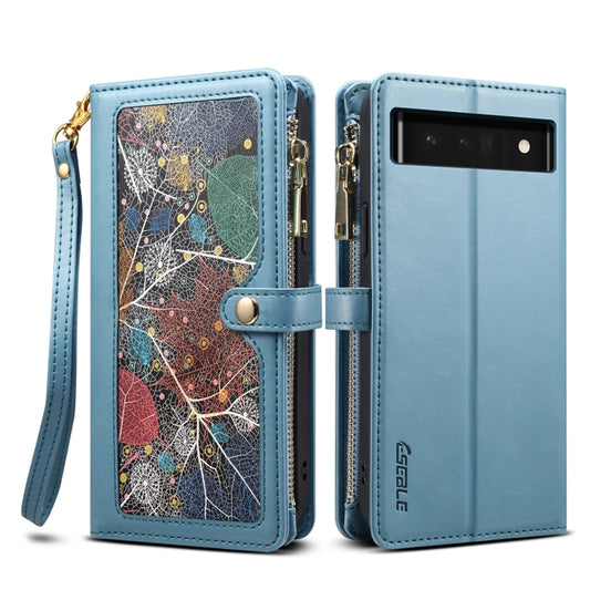 For Google Pixel 6 Pro ESEBLE Star Series Lanyard Zipper Wallet RFID Leather Case(Blue) - Google Cases by ESEBLE | Online Shopping South Africa | PMC Jewellery | Buy Now Pay Later Mobicred