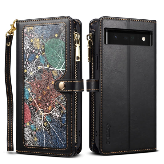 For Google Pixel 6 ESEBLE Star Series Lanyard Zipper Wallet RFID Leather Case(Black) - Google Cases by ESEBLE | Online Shopping South Africa | PMC Jewellery | Buy Now Pay Later Mobicred