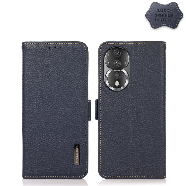 For Honor 80 Pro KHAZNEH Side-Magnetic Litchi Genuine Leather RFID Phone Case(Blue) - Honor Cases by PMC TechLife | Online Shopping South Africa | PMC TechLife | Buy Now Pay Later Mobicred