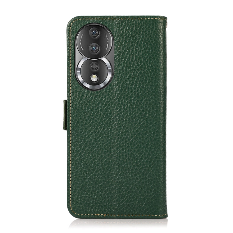 For Honor 80 KHAZNEH Side-Magnetic Litchi Genuine Leather RFID Phone Case(Green) - Honor Cases by PMC TechLife | Online Shopping South Africa | PMC TechLife | Buy Now Pay Later Mobicred