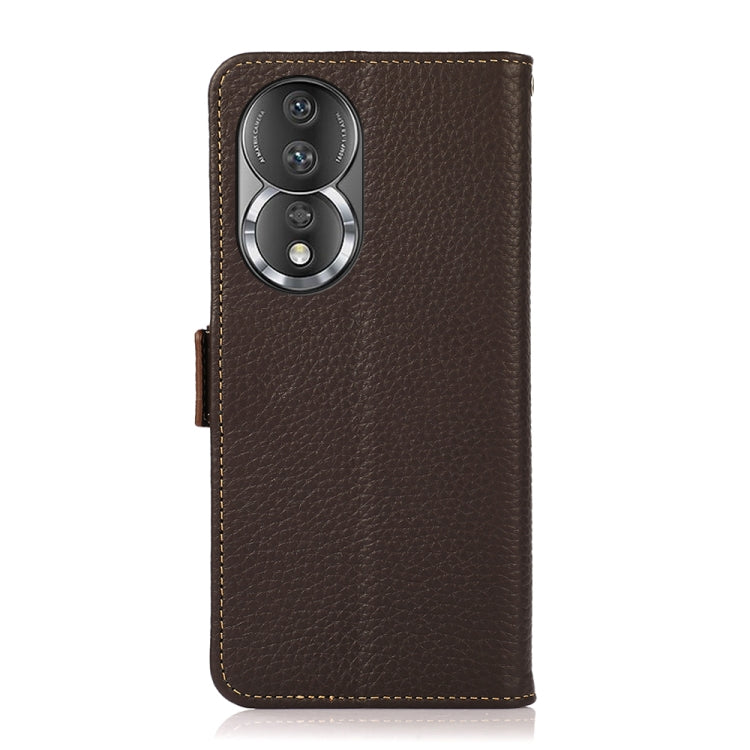 For Honor 80 KHAZNEH Side-Magnetic Litchi Genuine Leather RFID Phone Case(Brown) - free shipping - PMC TechLife - Order now!