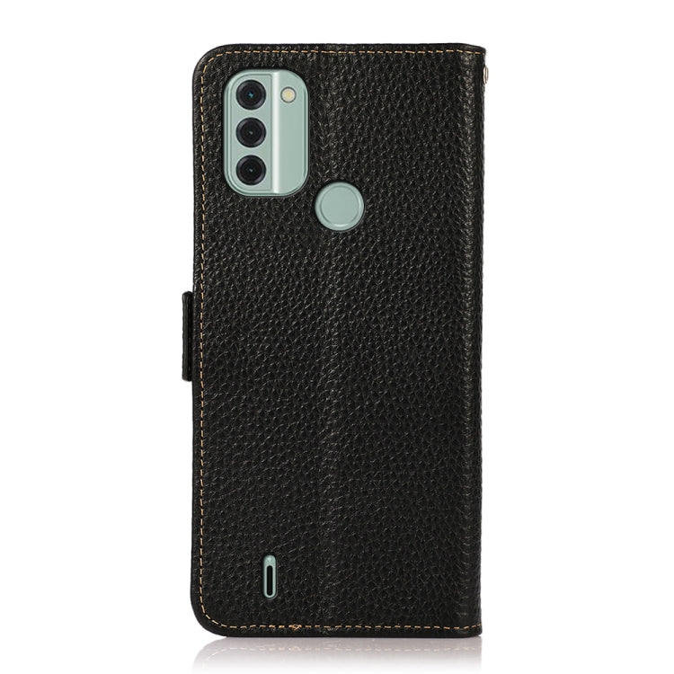 For Nokia C31 KHAZNEH Side-Magnetic Litchi Genuine Leather RFID Phone Case(Black) - Nokia Cases by PMC TechLife | Online Shopping South Africa | PMC TechLife | Buy Now Pay Later Mobicred