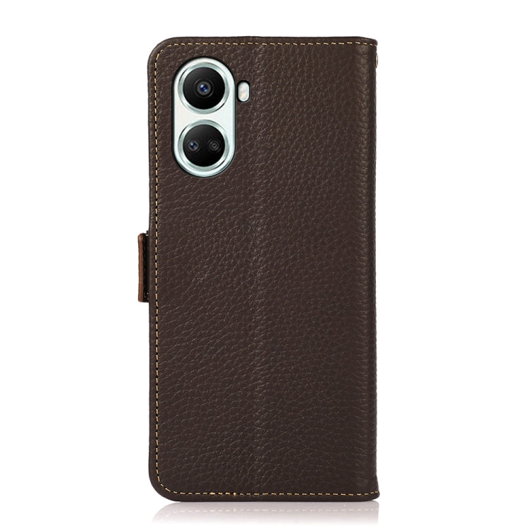 For Huawei nova 10 SE KHAZNEH Side-Magnetic Litchi Genuine Leather RFID Phone Case(Brown) - Huawei Cases by PMC TechLife | Online Shopping South Africa | PMC TechLife | Buy Now Pay Later Mobicred