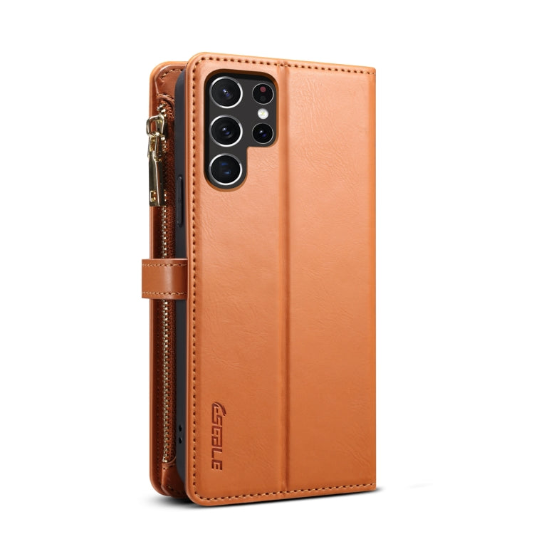 For Samsung Galaxy S22 Ultra 5G ESEBLE Star Series Lanyard Zipper Wallet RFID Leather Case(Brown) - Galaxy S22 Ultra 5G Cases by ESEBLE | Online Shopping South Africa | PMC Jewellery