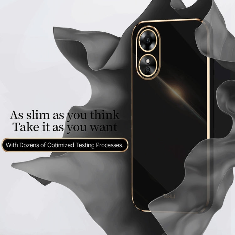 For OPPO A17 XINLI Straight 6D Plating Gold Edge TPU Phone Case(Black) - OPPO Cases by PMC Jewellery | Online Shopping South Africa | PMC Jewellery | Buy Now Pay Later Mobicred