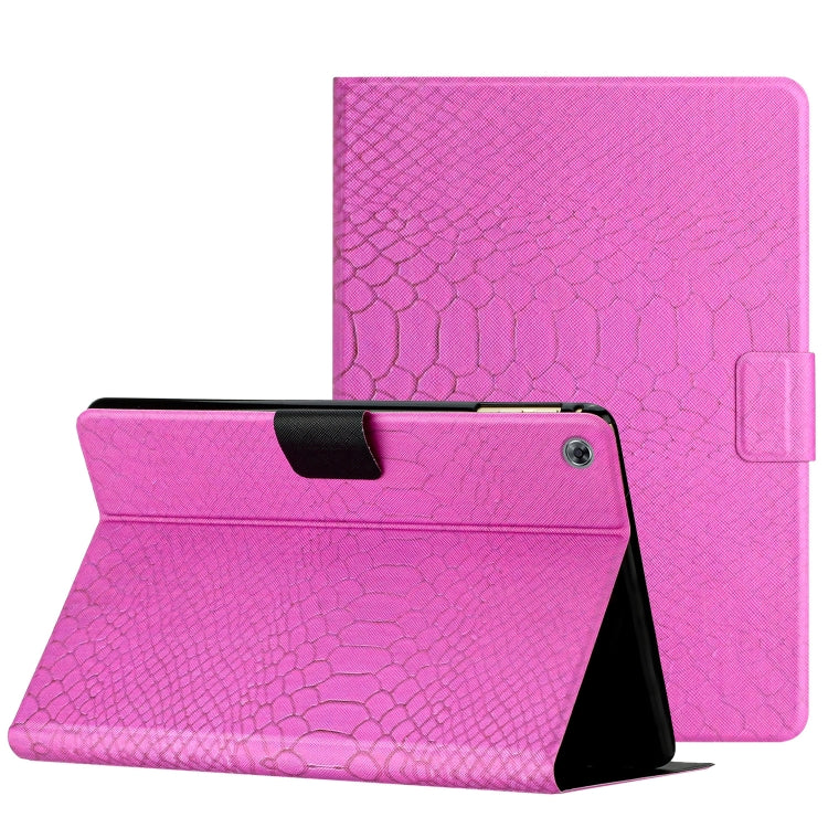 For Huawei MatePad T 10s Solid Color Crocodile Texture Leather Tablet Case(Rose Red) - Huawei by PMC TechLife | Online Shopping South Africa | PMC TechLife | Buy Now Pay Later Mobicred