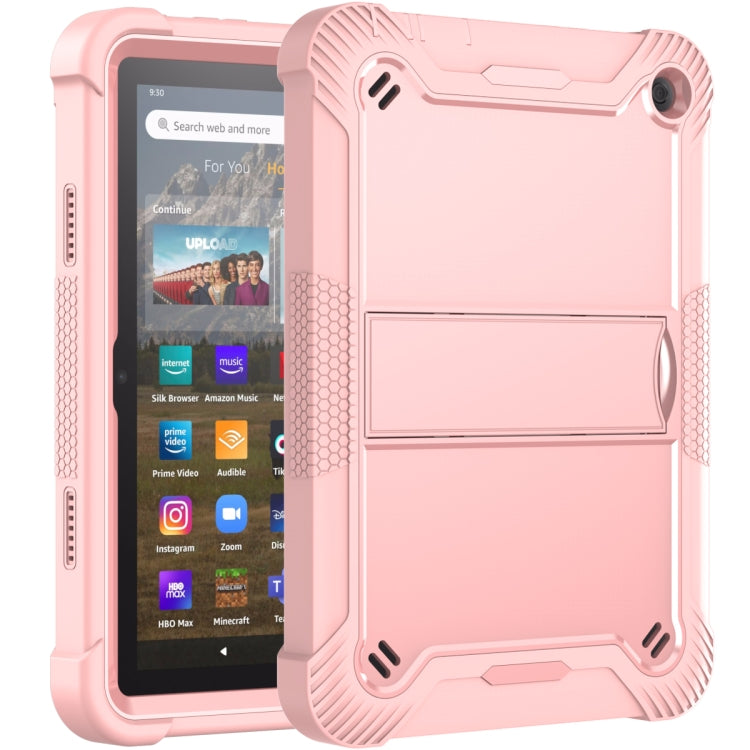 Silicone + PC Holder Shockproof Tablet Case For Amazon Kindle Fire HD 8 2022 / 2020 / HD 8 Plus 2020(Rose Gold) - Amazon by PMC TechLife | Online Shopping South Africa | PMC TechLife | Buy Now Pay Later Mobicred