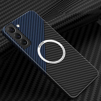 For Samsung Galaxy S23+ 5G Carbon Fiber Texture MagSafe Magnetic Phone Case(Black Blue) - Galaxy S23+ 5G Cases by PMC Jewellery | Online Shopping South Africa | PMC Jewellery