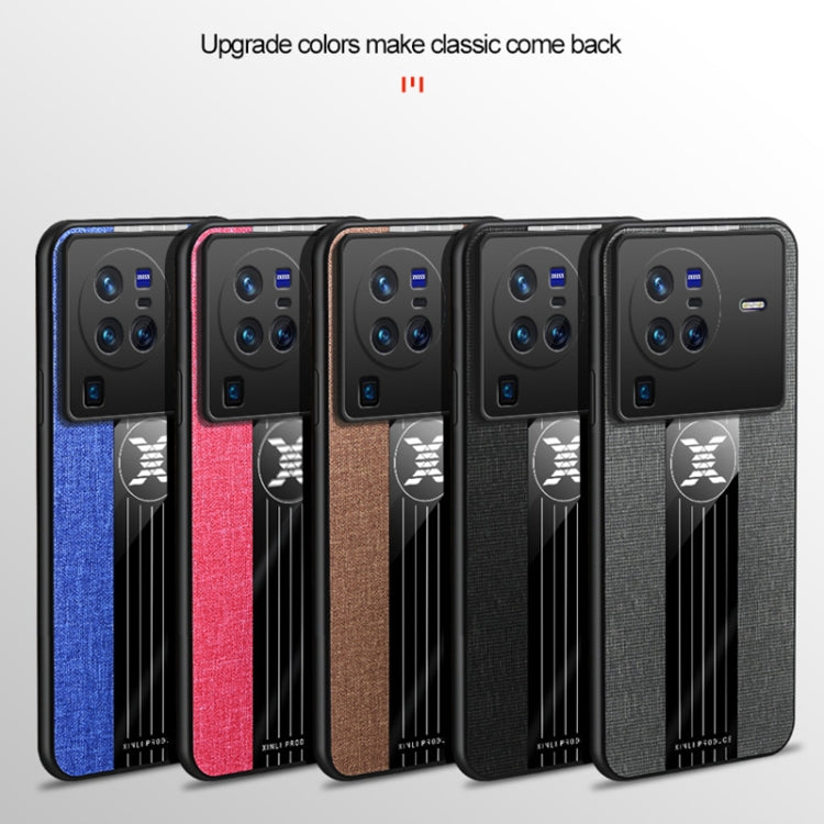 For vivo X80 Pro XINLI Stitching Cloth Textue TPU Phone Case with Ring Holder(Grey) - vivo Cases by XINLI | Online Shopping South Africa | PMC TechLife