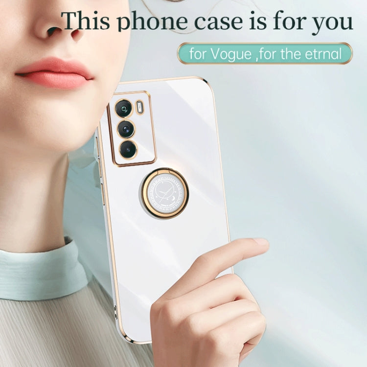 For vivo X80 Pro XINLI Straight Edge 6D Electroplate TPU Phone Case with Ring Holder(Black) - vivo Cases by PMC TechLife | Online Shopping South Africa | PMC TechLife