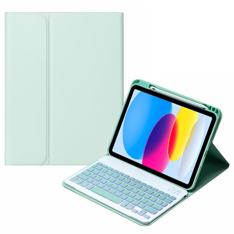 For iPad 10th Gen 10.9 2022 SA-10DS Backlight Bluetooth Keyboard Leather Tablet Case with Pen Slot(Light Green) - Universal by PMC TechLife | Online Shopping South Africa | PMC TechLife